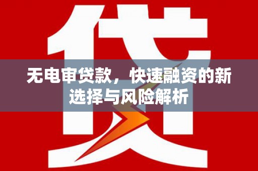 舒兰无电审贷款，快速融资的新选择与风险解析