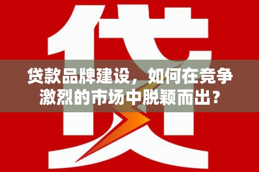 舒兰贷款品牌建设，如何在竞争激烈的市场中脱颖而出？