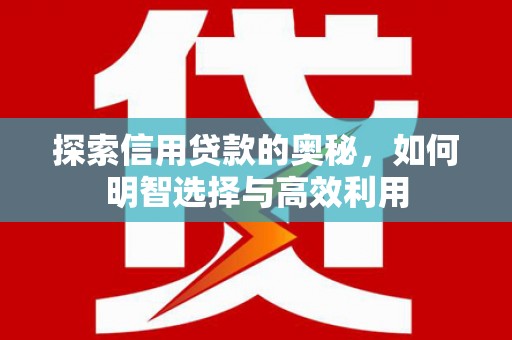 舒兰探索信用贷款的奥秘，如何明智选择与高效利用